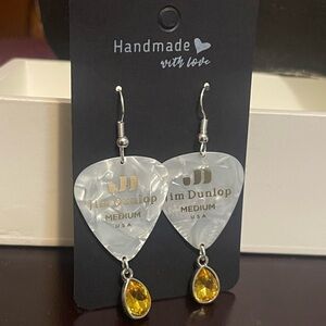 Jim Dunlop White and Gold Earrings